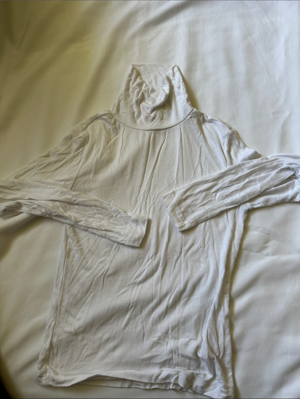 Active USA White Ribbed Turtleneck Top